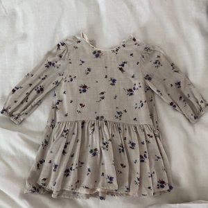 toddler girl dress. beige with florals